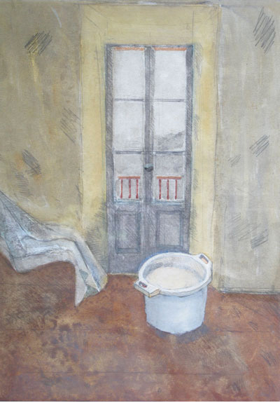 Plastbaljan med vitt skynke